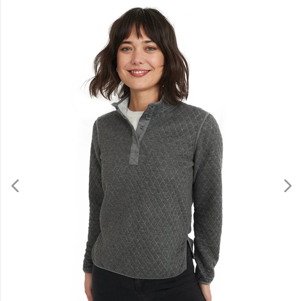 MARINE LAYER Reversible Corbet Pullover in heather grey/charcoal grey